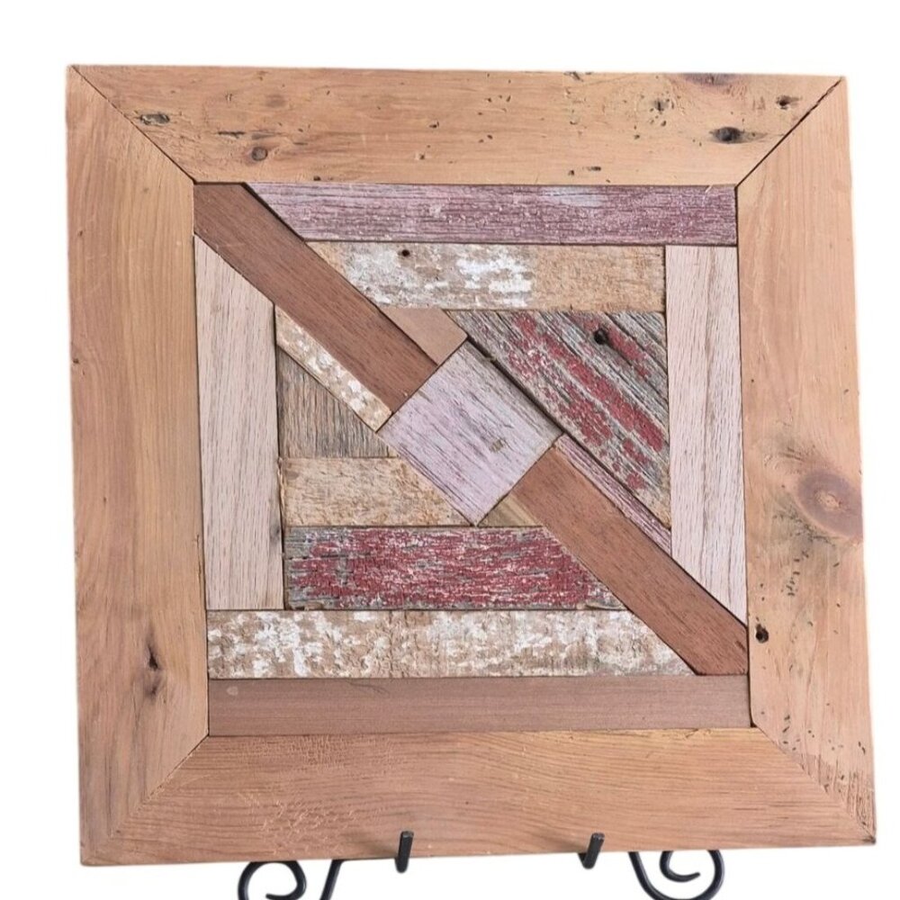 Wisconsin Folk Art Wall Hanging Handmade from Reclaimed Barn Boards Wood Natural